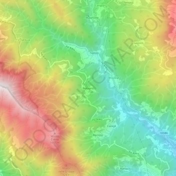 Topografische kaart Belpiano, hoogte, reliëf