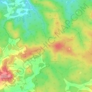 Topografische kaart Rinnenbrunn, hoogte, reliëf