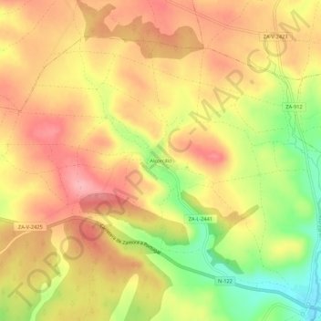Topografische kaart Alcorcillo, hoogte, reliëf