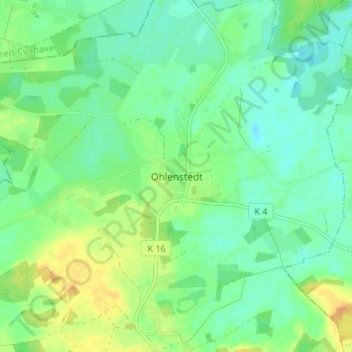 Topografische kaart Ohlenstedt, hoogte, reliëf