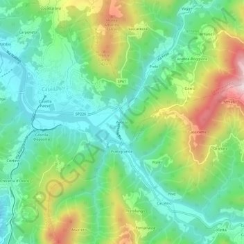 Topografische kaart Avosso, hoogte, reliëf