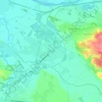 Topografische kaart En Toulze, hoogte, reliëf