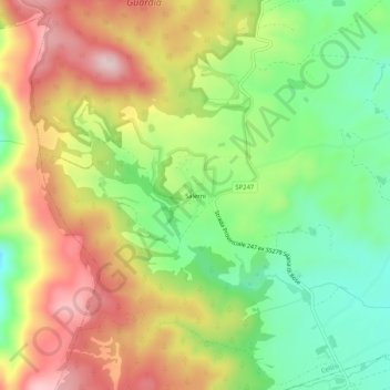 Topografische kaart Salerni, hoogte, reliëf