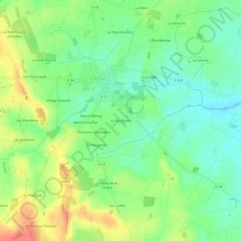 Topografische kaart La Bauftière, hoogte, reliëf