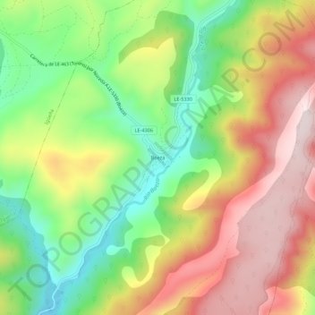 Topografische kaart Boeza, hoogte, reliëf