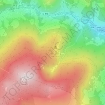 Topografische kaart Grand Trait, hoogte, reliëf