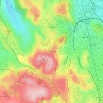 Topografische kaart La Purinière, hoogte, reliëf