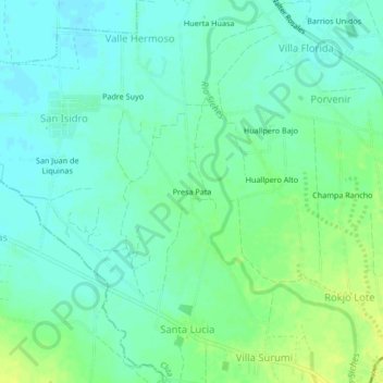 Topografische kaart Presa Pata, hoogte, reliëf