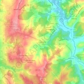 Topografische kaart Imaginário, hoogte, reliëf
