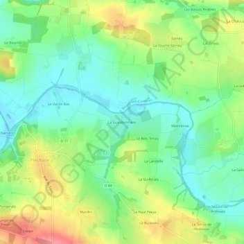 Topografische kaart La Guesdonnière, hoogte, reliëf