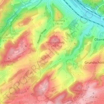 Topografische kaart Voßhöfen, hoogte, reliëf
