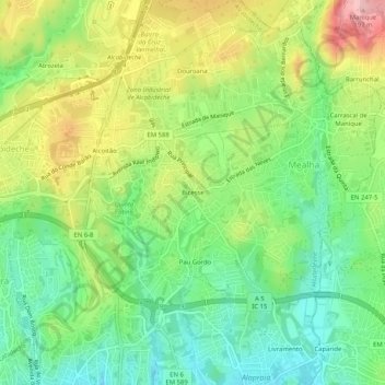 Topografische kaart Bicesse, hoogte, reliëf