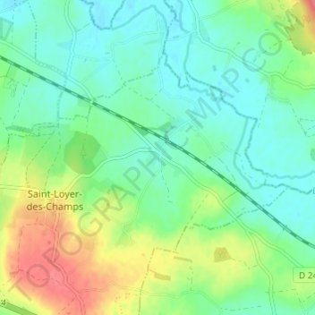 Topografische kaart Tercey, hoogte, reliëf