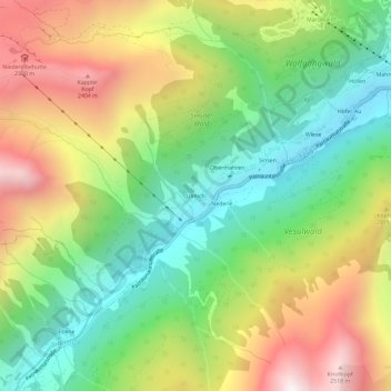 Topografische kaart Ulmich, hoogte, reliëf