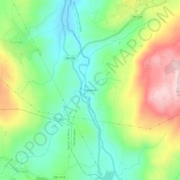 Topografische kaart Mosteiro, hoogte, reliëf