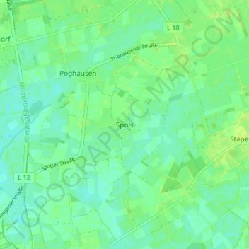 Topografische kaart Spols, hoogte, reliëf