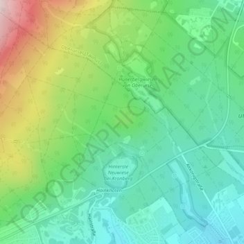 Topografische kaart Hünerberg, hoogte, reliëf