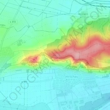 Topografische kaart Spitzberg, hoogte, reliëf