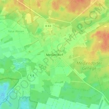 Topografische kaart Meißendorf, hoogte, reliëf