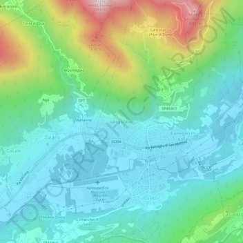 Topografische kaart Vergobbio, hoogte, reliëf