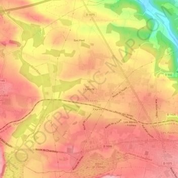 Topografische kaart Le Macle, hoogte, reliëf