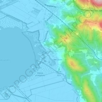 Topografische kaart Massaciuccoli, hoogte, reliëf