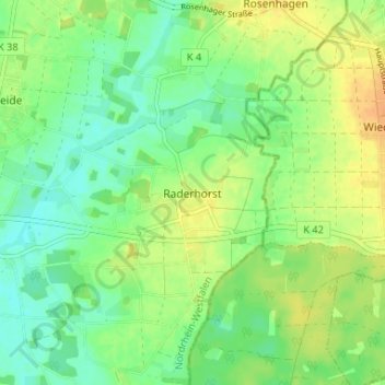Topografische kaart Raderhorst, hoogte, reliëf
