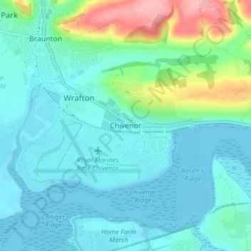 Topografische kaart Chivenor, hoogte, reliëf