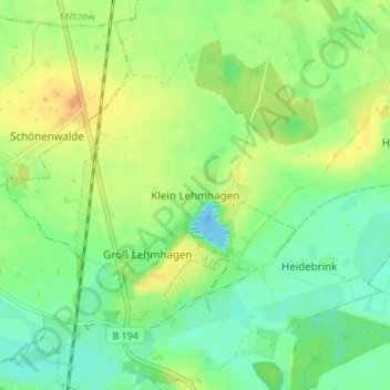 Topografische kaart Klein Lehmhagen, hoogte, reliëf