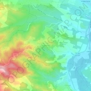 Topografische kaart Fourmaut, hoogte, reliëf