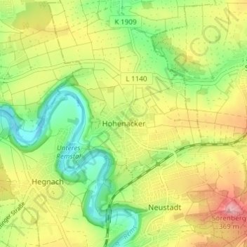 Topografische kaart Hohenacker, hoogte, reliëf