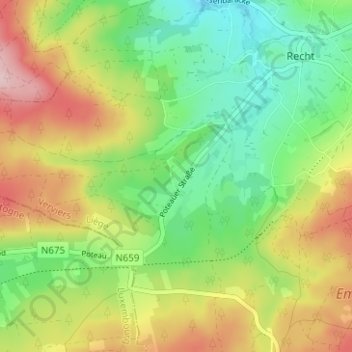 Topografische kaart Huppertzberg, hoogte, reliëf