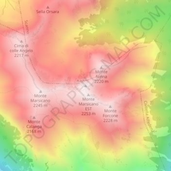 Topografische kaart Quota, hoogte, reliëf
