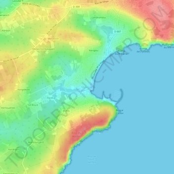 Topografische kaart Morgat, hoogte, reliëf
