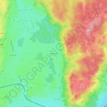 Topografische kaart Wenglingen, hoogte, reliëf