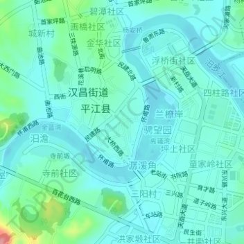 Topografische kaart 城门口, hoogte, reliëf