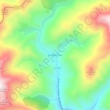 Topografische kaart Pendilla de Arbas, hoogte, reliëf