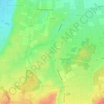 Topografische kaart Dösingen, hoogte, reliëf