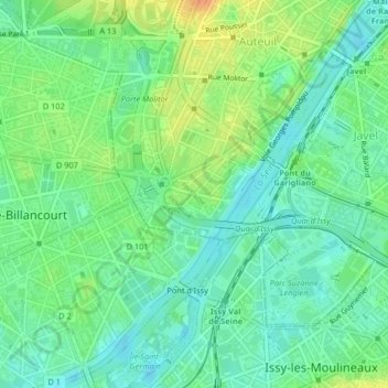 Topografische kaart Porte du Point-du-Jour, hoogte, reliëf