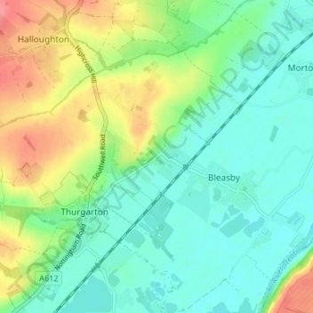 Topografische kaart Goverton, hoogte, reliëf