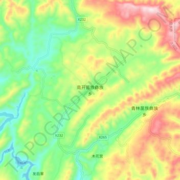 Topografische kaart 南开苗族彝族乡, hoogte, reliëf