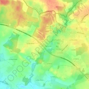 Topografische kaart La Coullardais, hoogte, reliëf