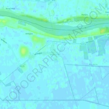 Topografische kaart Alberone, hoogte, reliëf