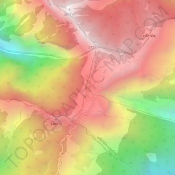 Topografische kaart Kuri, hoogte, reliëf