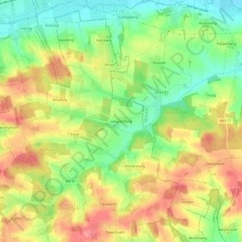 Topografische kaart Leoprechting, hoogte, reliëf