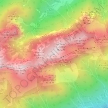 Topografische kaart Latschenkopf, hoogte, reliëf