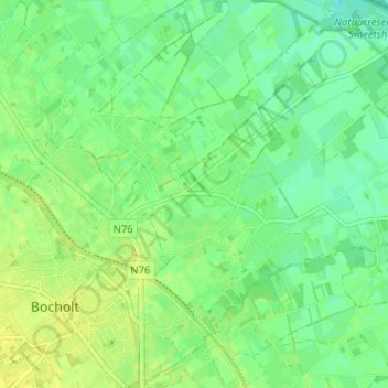 Topografische kaart Kreiel, hoogte, reliëf