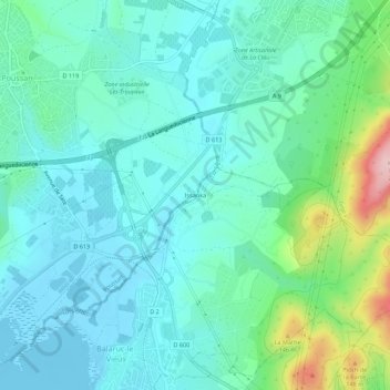 Topografische kaart Issanka, hoogte, reliëf
