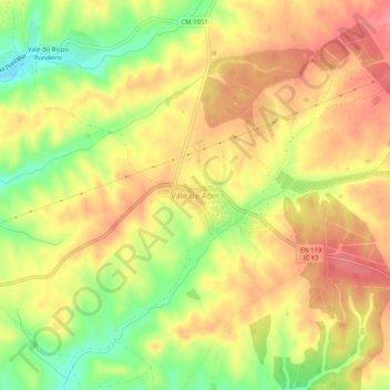 Topografische kaart Vale de Açor, hoogte, reliëf
