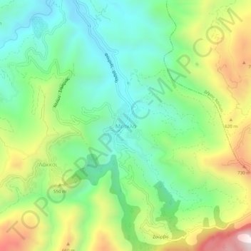 Topografische kaart Meskla, hoogte, reliëf